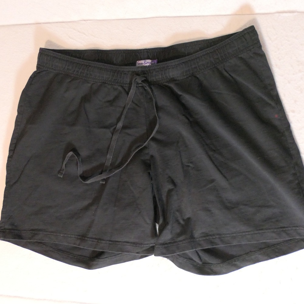 SunBay Womens Shorts 1X Black Cotton Jersey Drawstring Athleisure Loungewear Gym